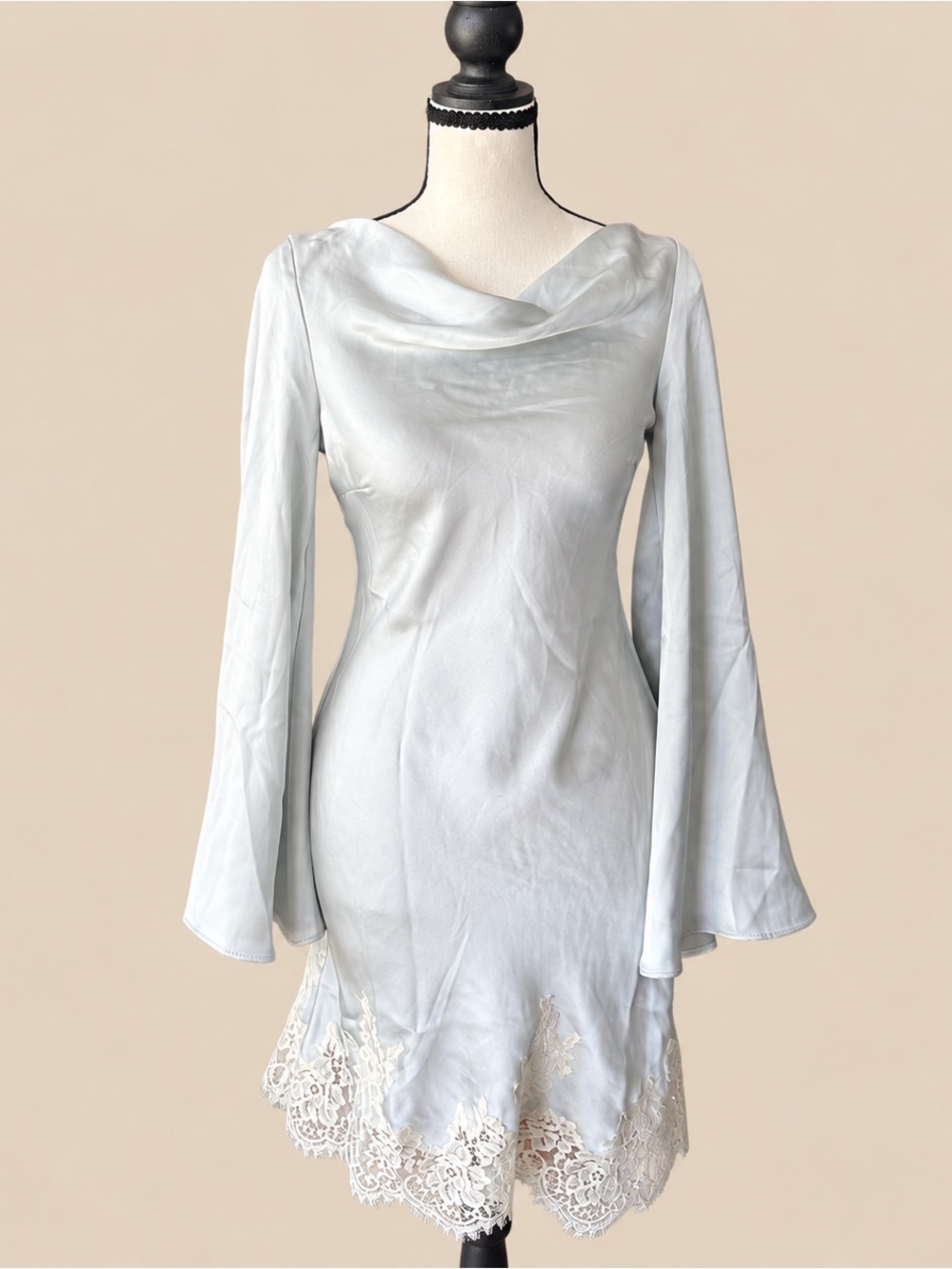 FairyCore Whimsi Bell Sleeve Light Sage Lace Dress Dripsen NWT XS